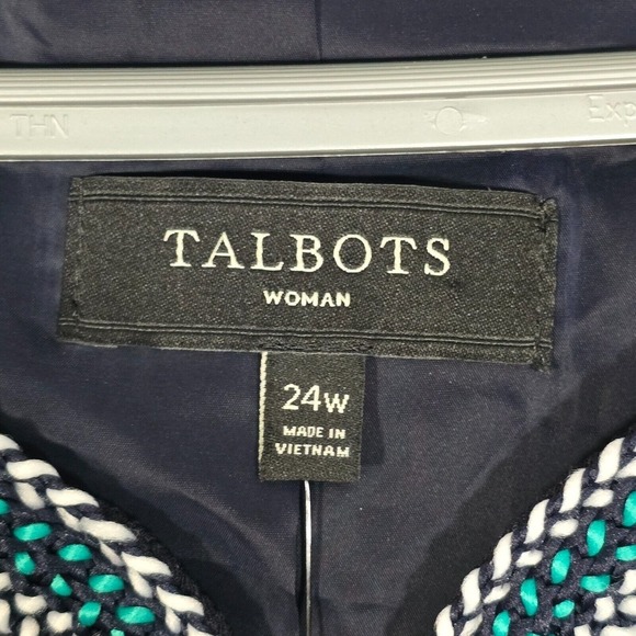 Talbots Jacket Womens 24W Navy Blue Braided Trim Zip Front Blazer Office Casual - Picture 5 of 14